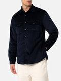 Sovracamicia Chalet blu navy con ricamo logo