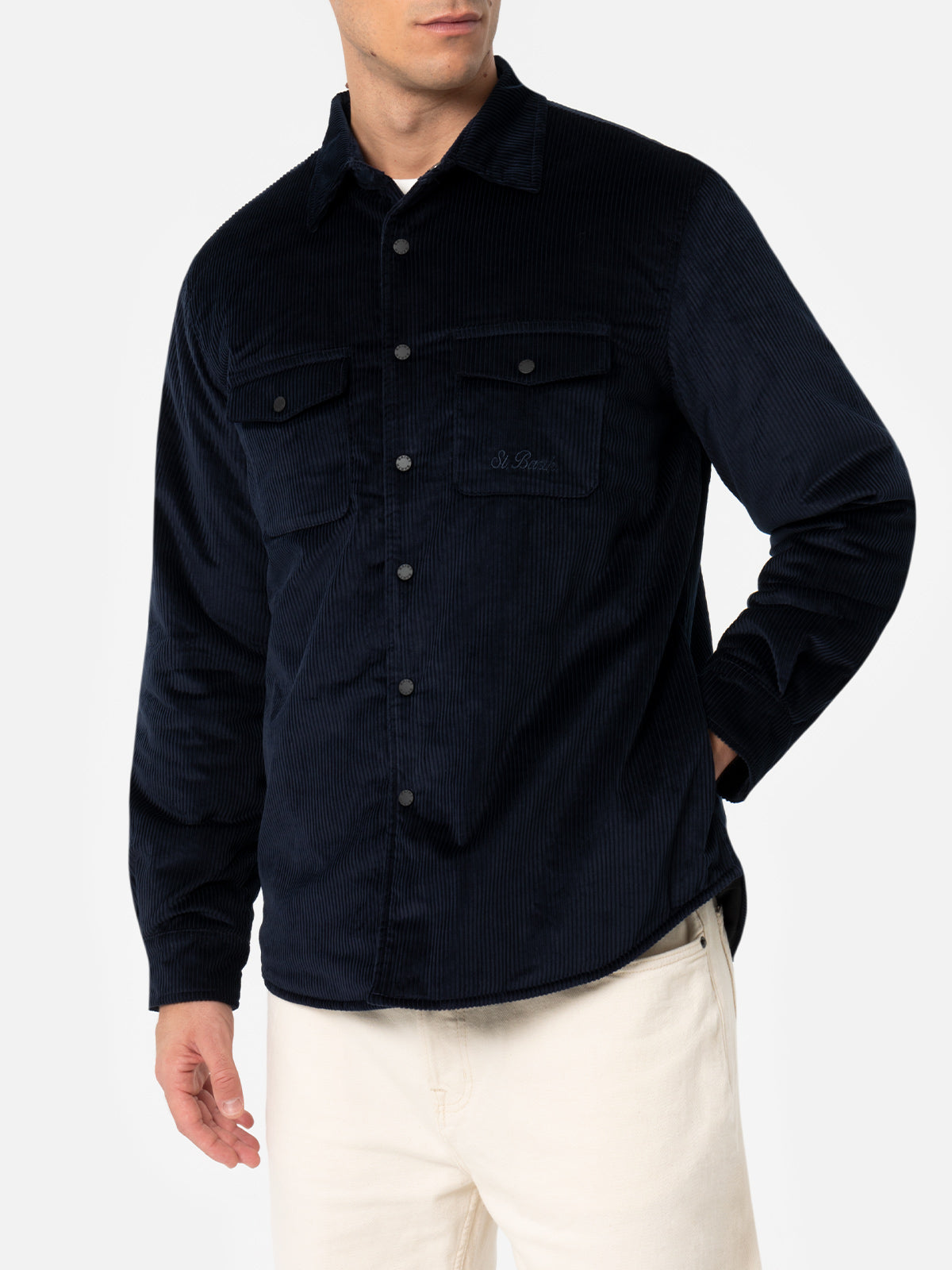 Sovracamicia Chalet blu navy con ricamo logo