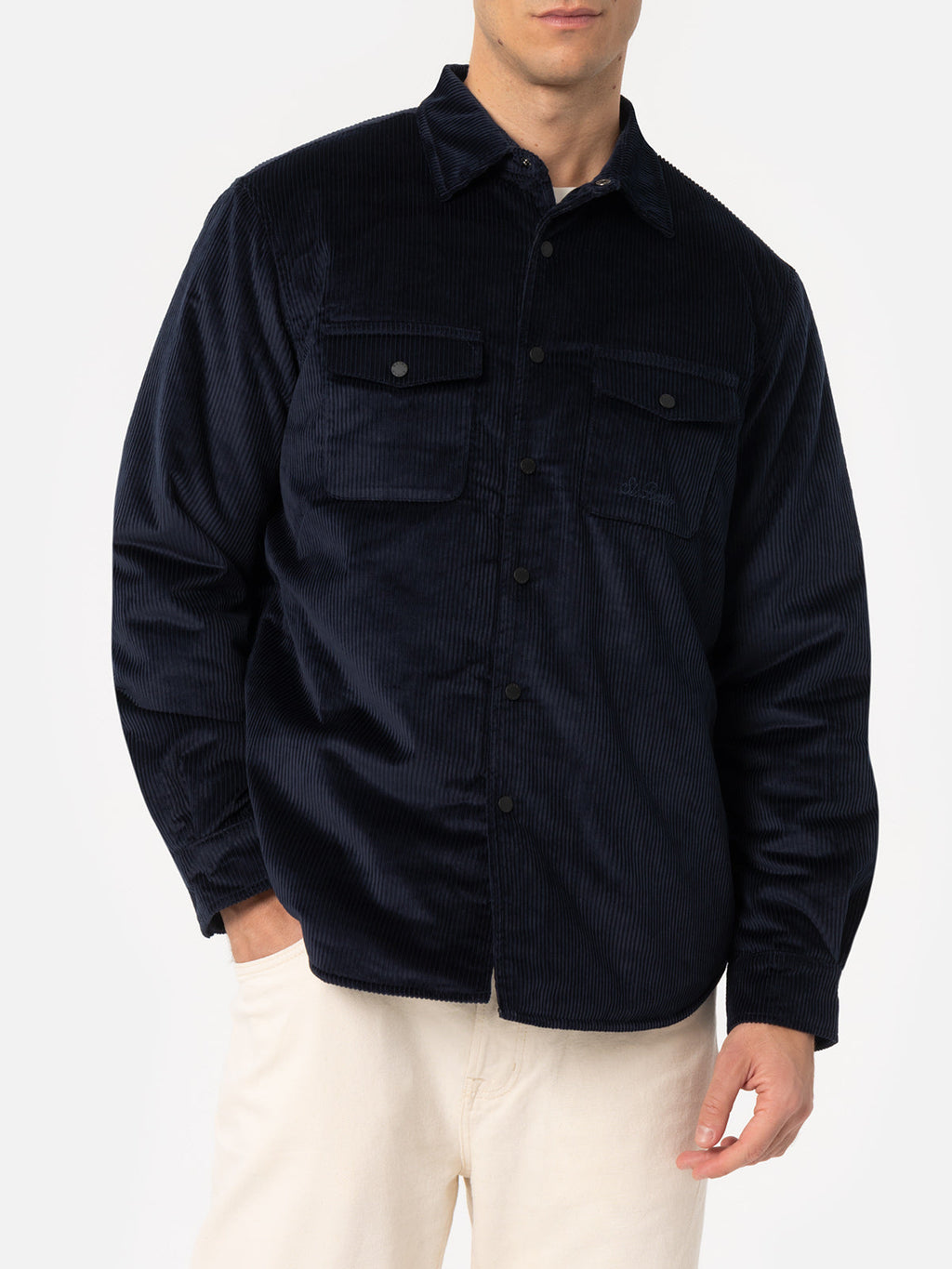 Sovracamicia Chalet blu navy con ricamo logo