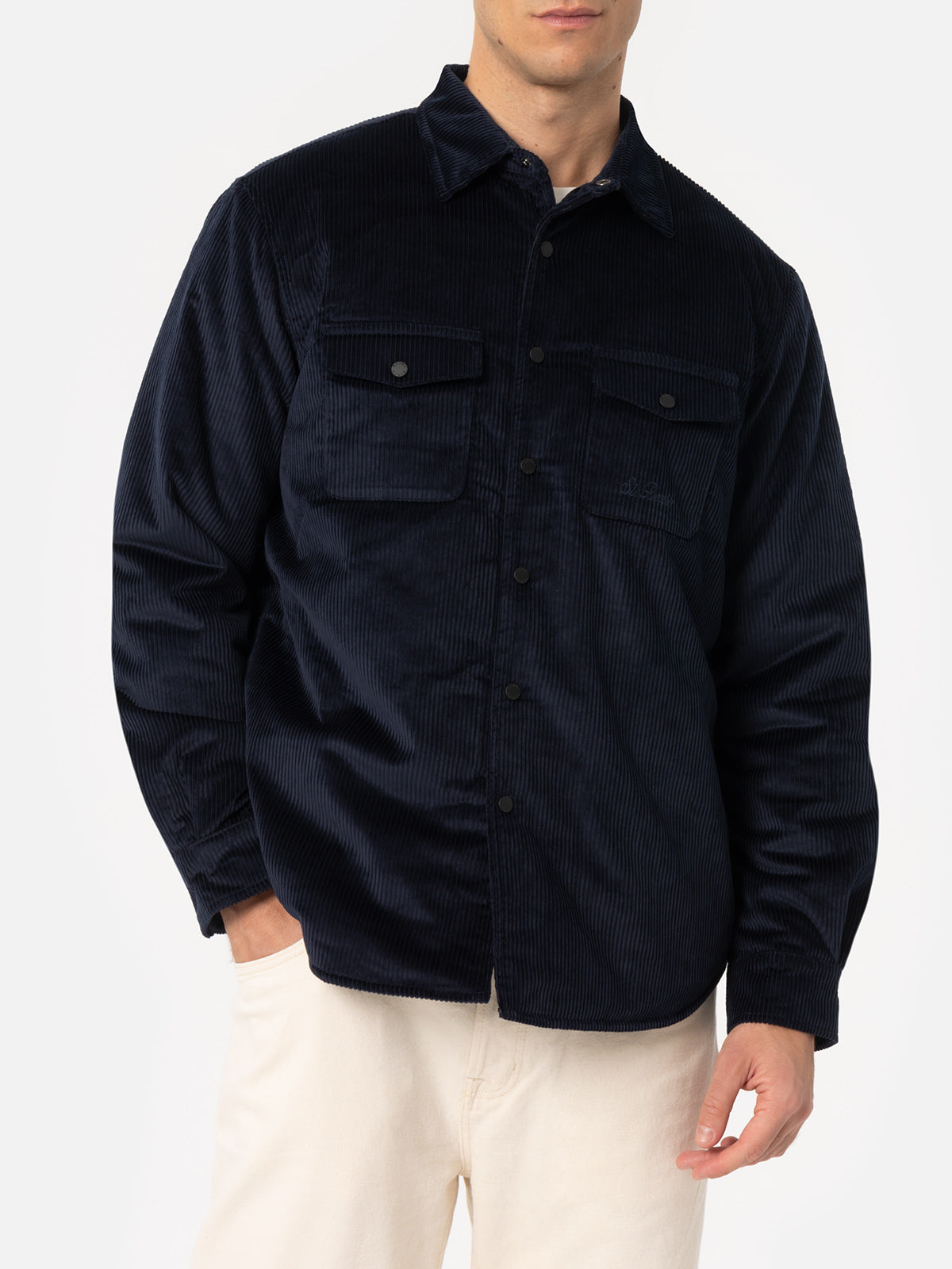Sovracamicia Chalet blu navy con ricamo logo