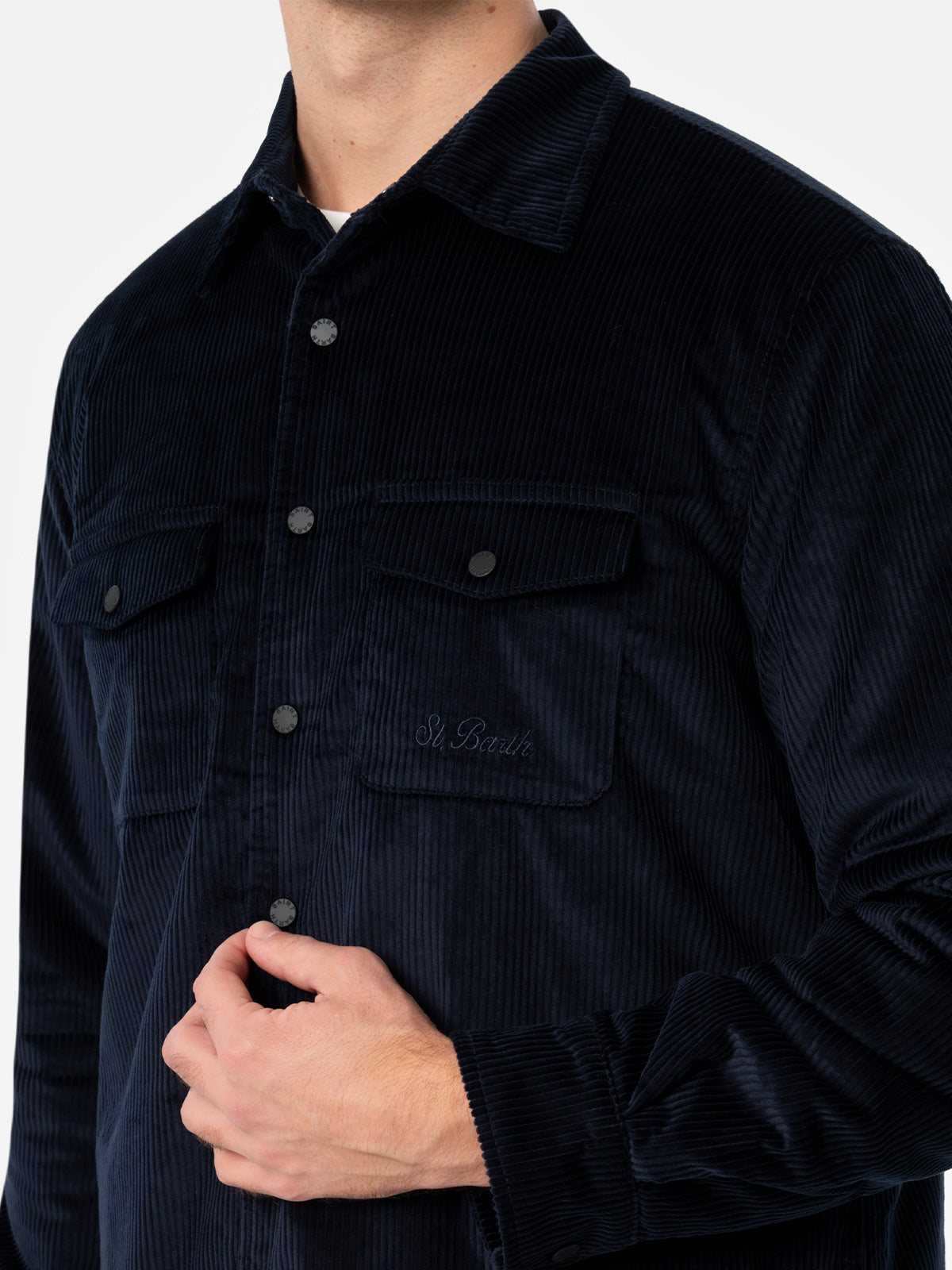 Sovracamicia Chalet blu navy con ricamo logo