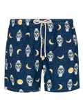 Costume mare Lighting blu navy con stampa orologi e luna
