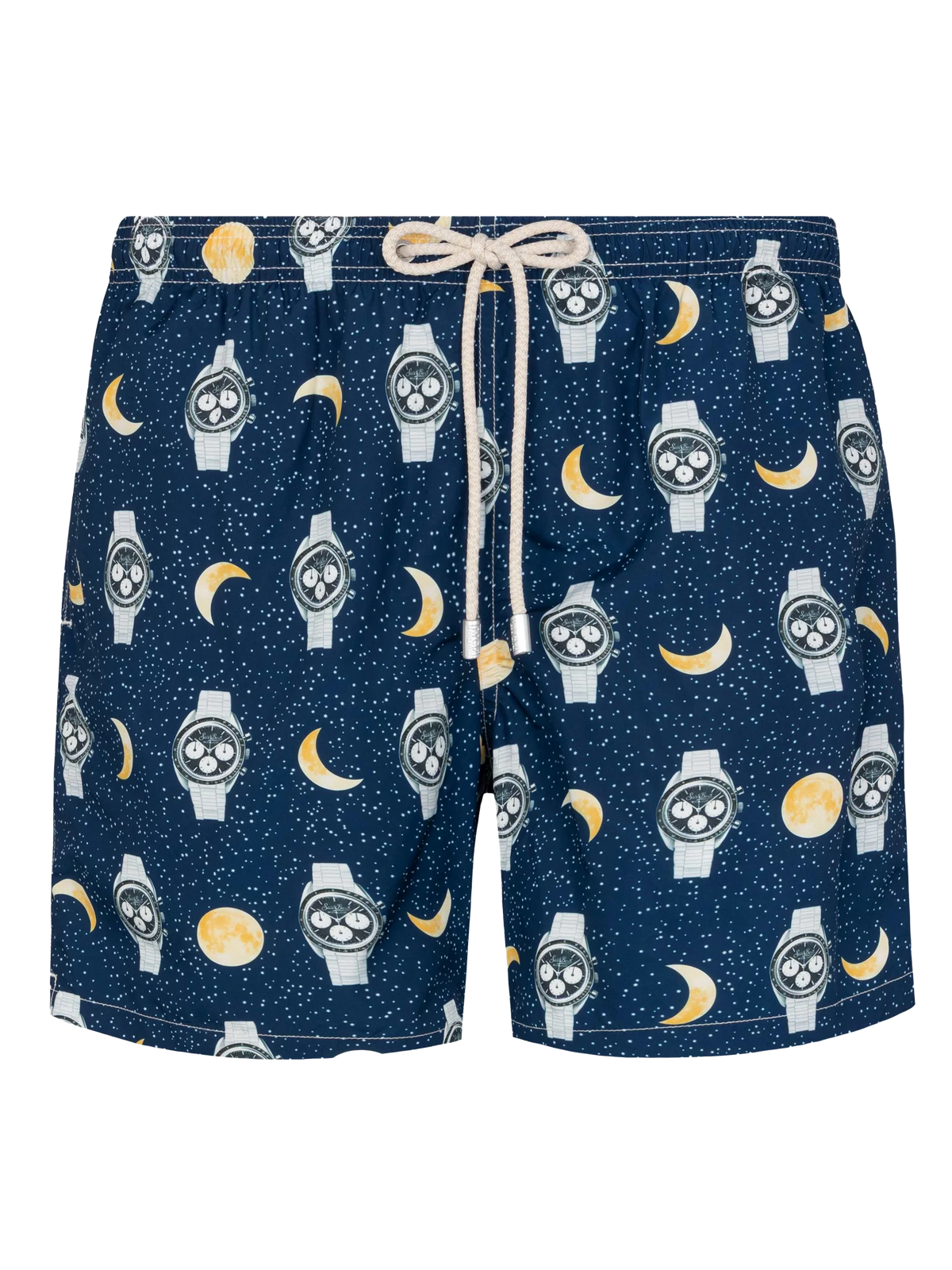 Costume mare Lighting blu navy con stampa orologi e luna