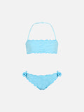 Bikini a fascia Emy azzurro in sangallo