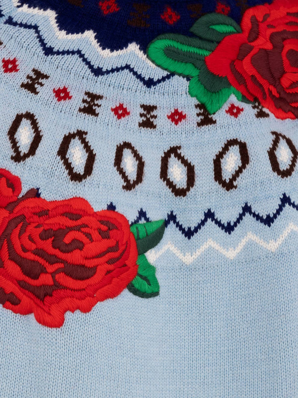Maglia dolcevita Meghan Nordic azzurra con jacquard fiori broccato