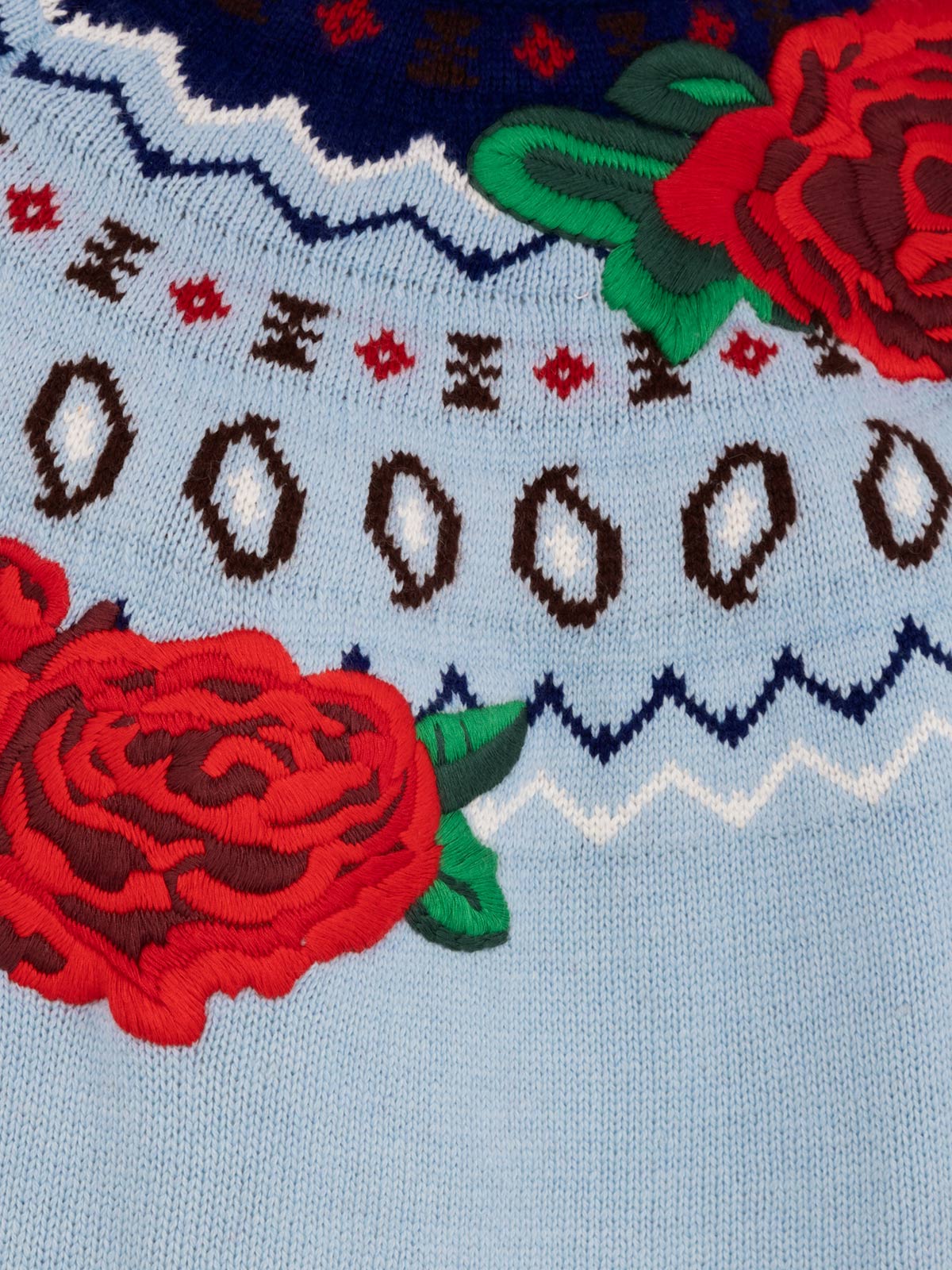 Maglia dolcevita Meghan Nordic azzurra con jacquard fiori broccato