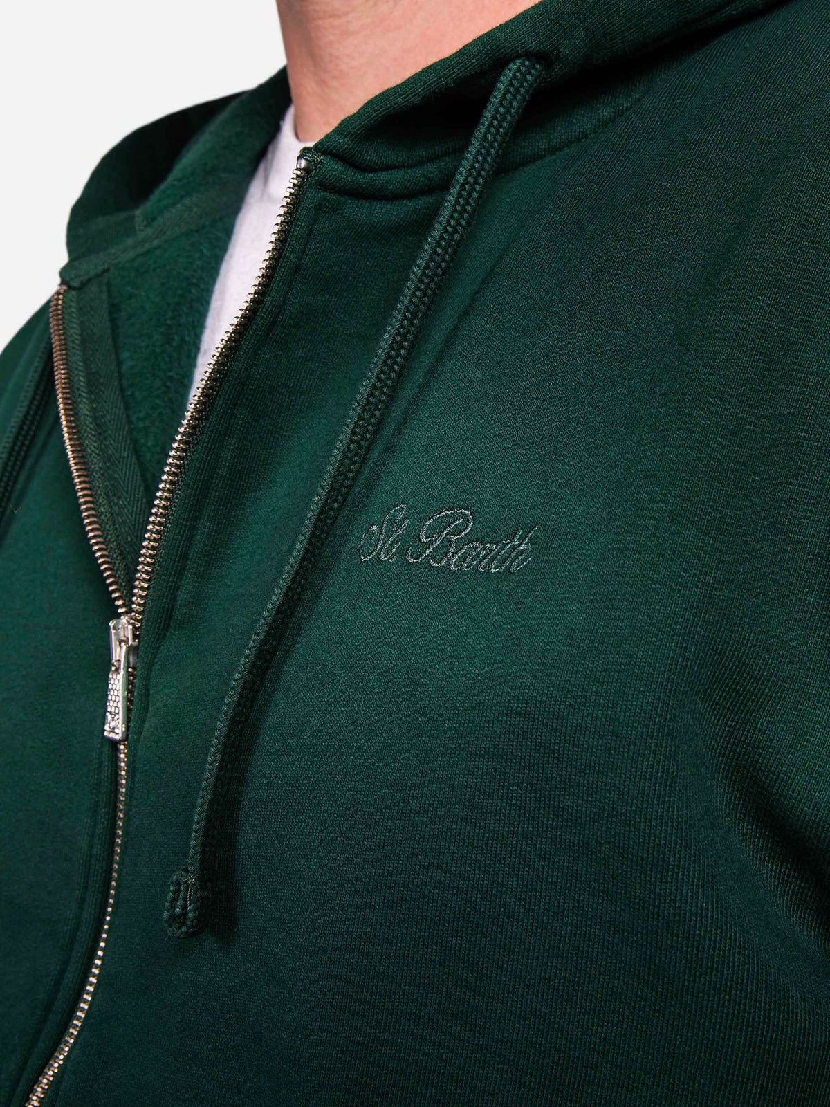 Felpa con cappuccio e zip Mercer verde scuro ricamo logo product image 5