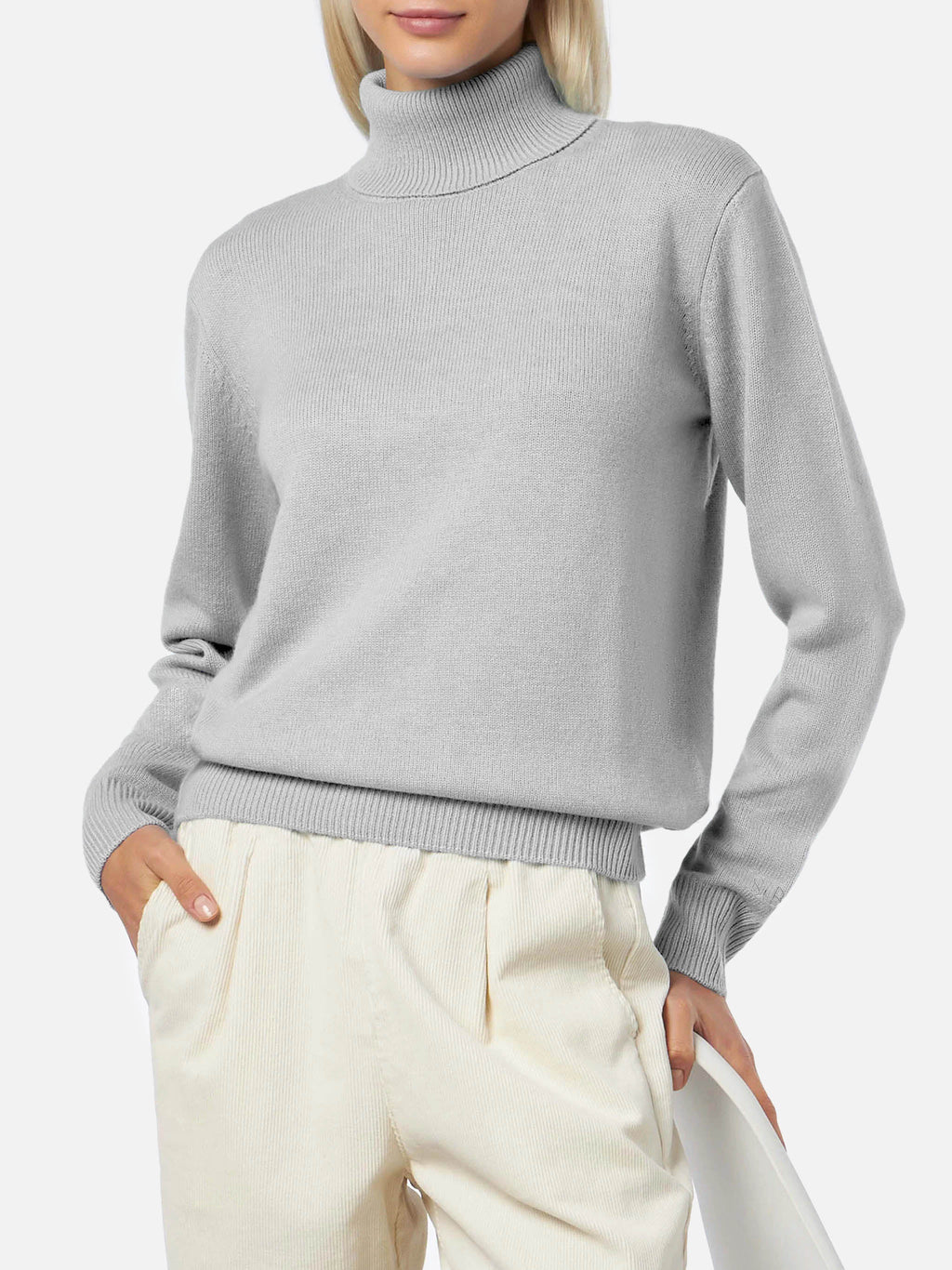 Maglia dolcevita Moody grigio chiaro melange in cashmere
