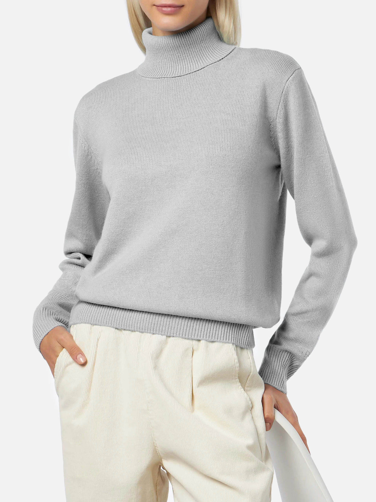 Maglia dolcevita Moody grigio chiaro melange in cashmere