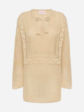 Top Alicia beige in crochet a maniche lunghe
