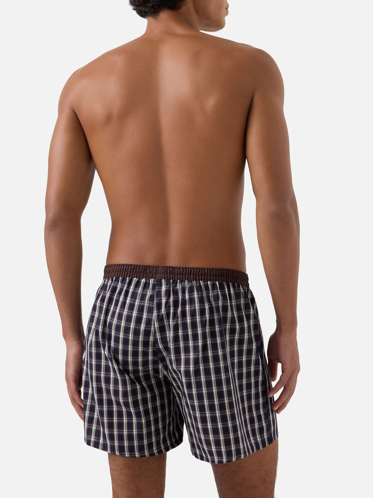 Boxer Adam blu navy in cotone con stampa tartan