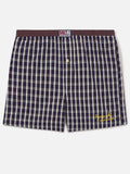 Boxer Adam blu navy in cotone con stampa tartan