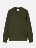 Polo in maglia Alfie verde militare in misto lana Donegal product image 1