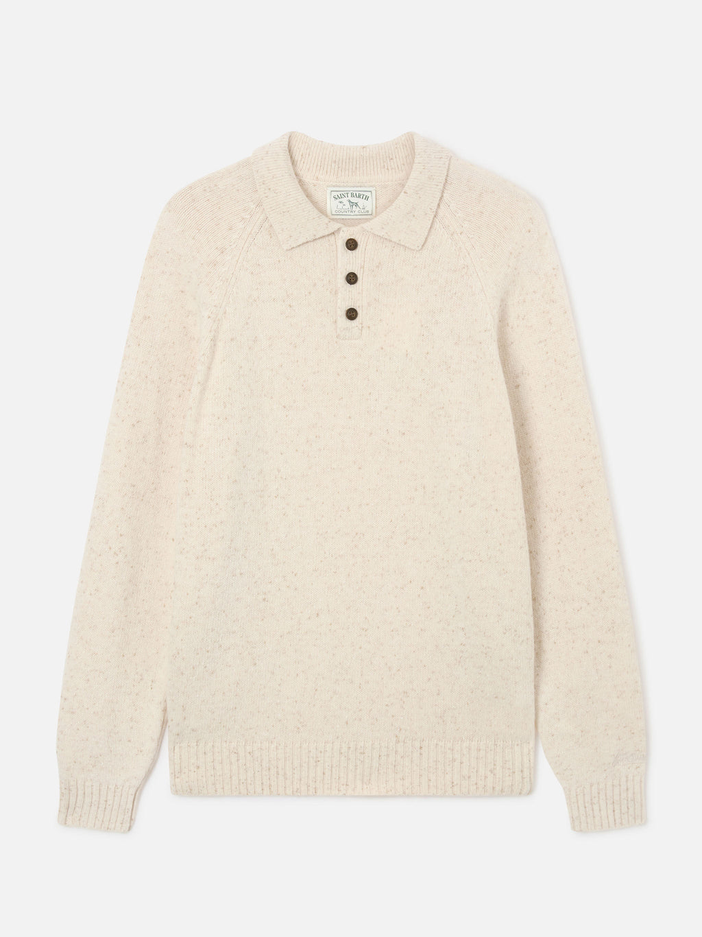 Polo in maglia Alfie beige in misto lana Donegal product image 1