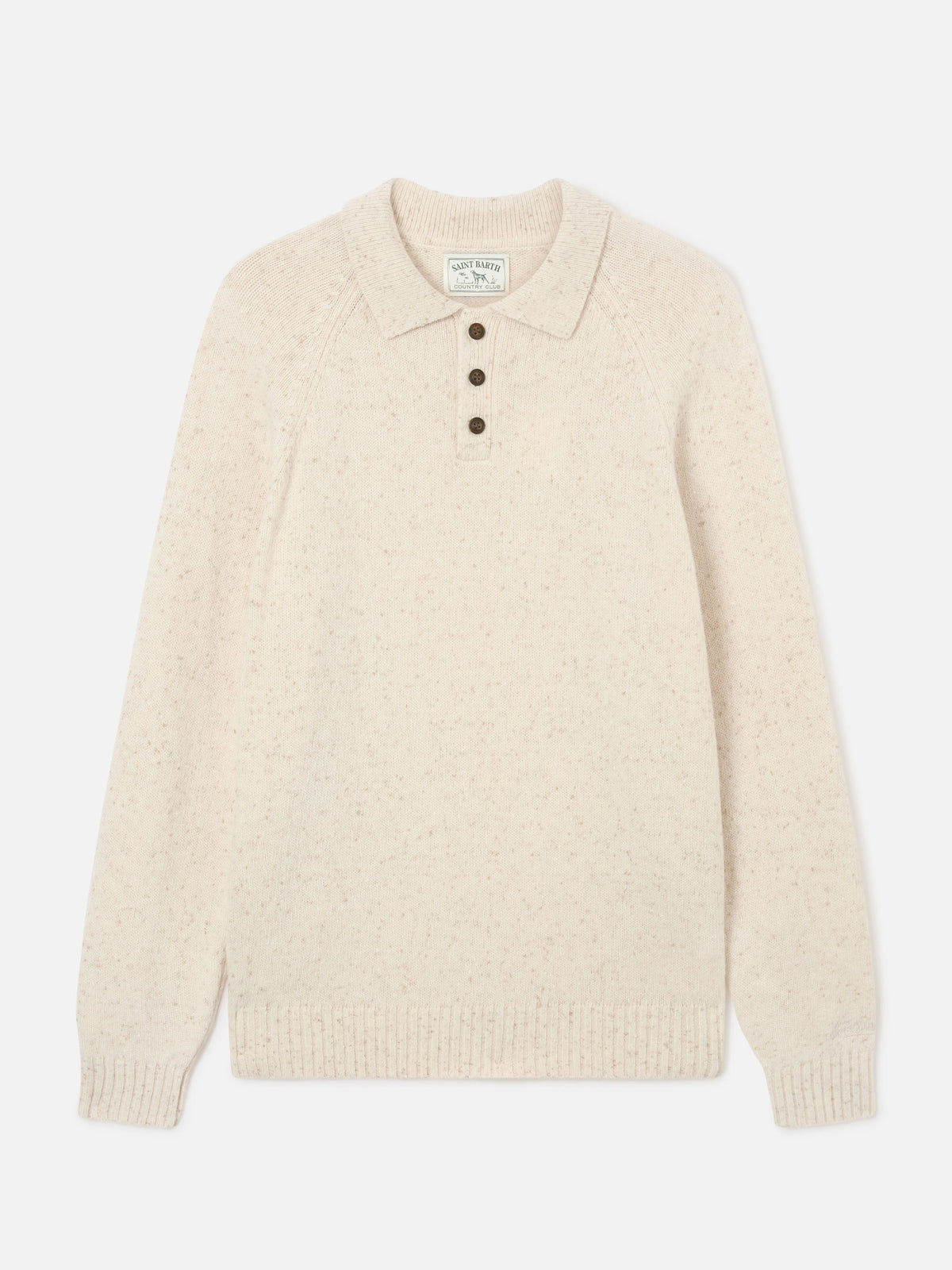 Polo in maglia Alfie beige in misto lana Donegal product image 1