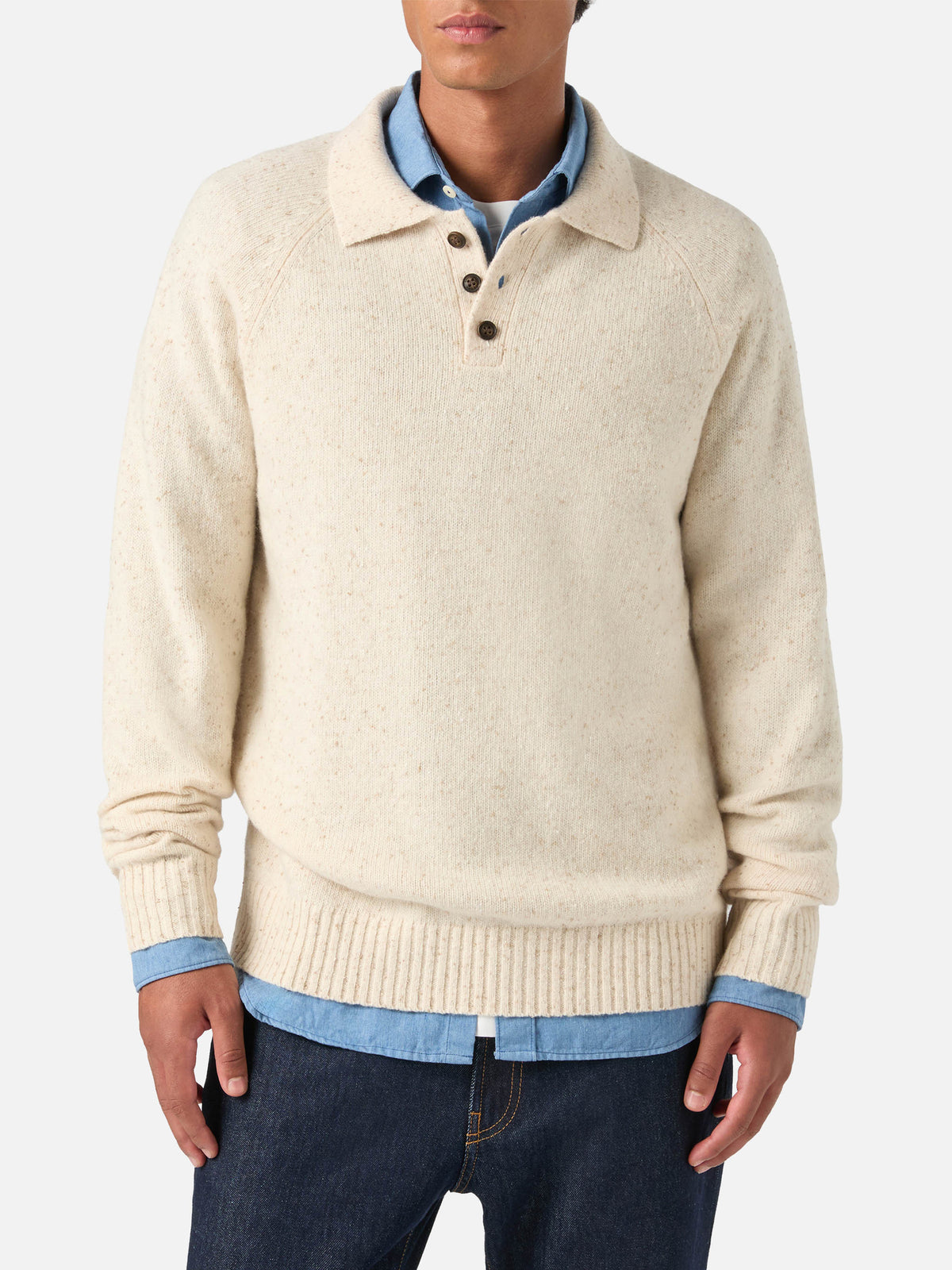 Polo in maglia Alfie beige in misto lana Donegal product image 2