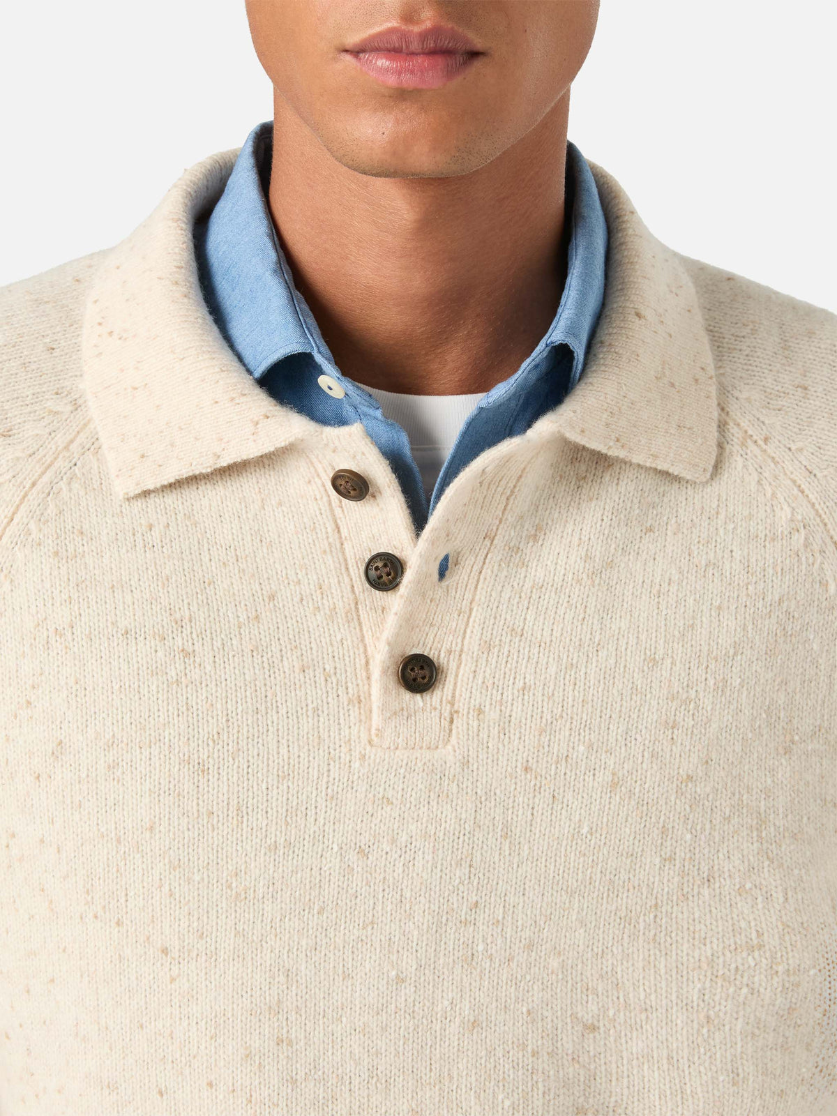 Polo in maglia Alfie beige in misto lana Donegal product image 3