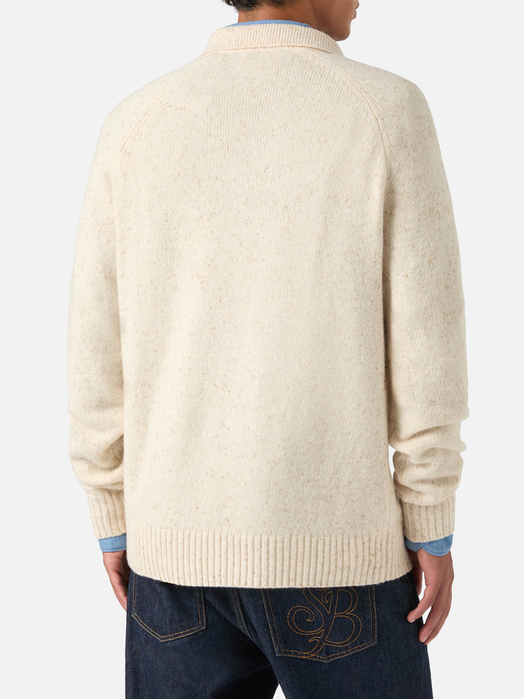 Polo in maglia Alfie beige in misto lana Donegal product image 4