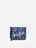 Pochette Aline blu navy con stampa orologi e cola