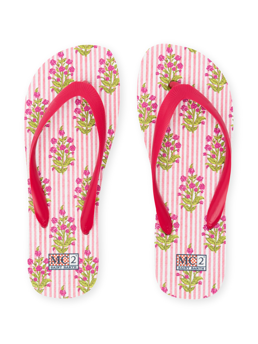 Infradito Alma rosa con stampa floreale a righe