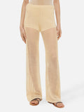 Pantaloni a zampa Alva beige in crochet