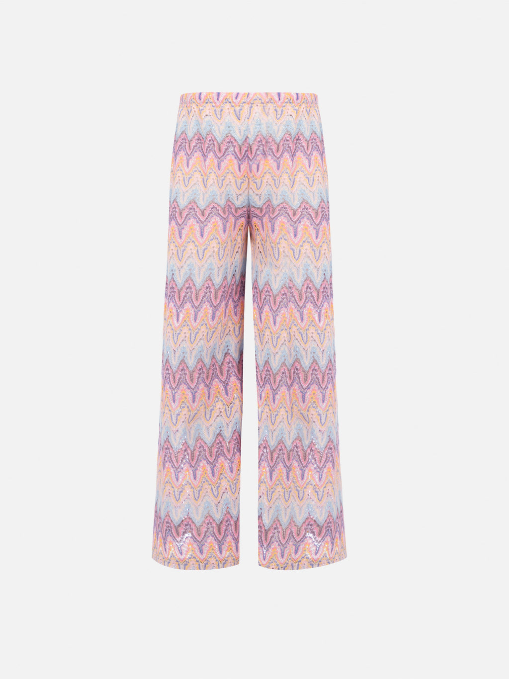Pantaloni Amalia Jr rosa in raschel a gamba ampia