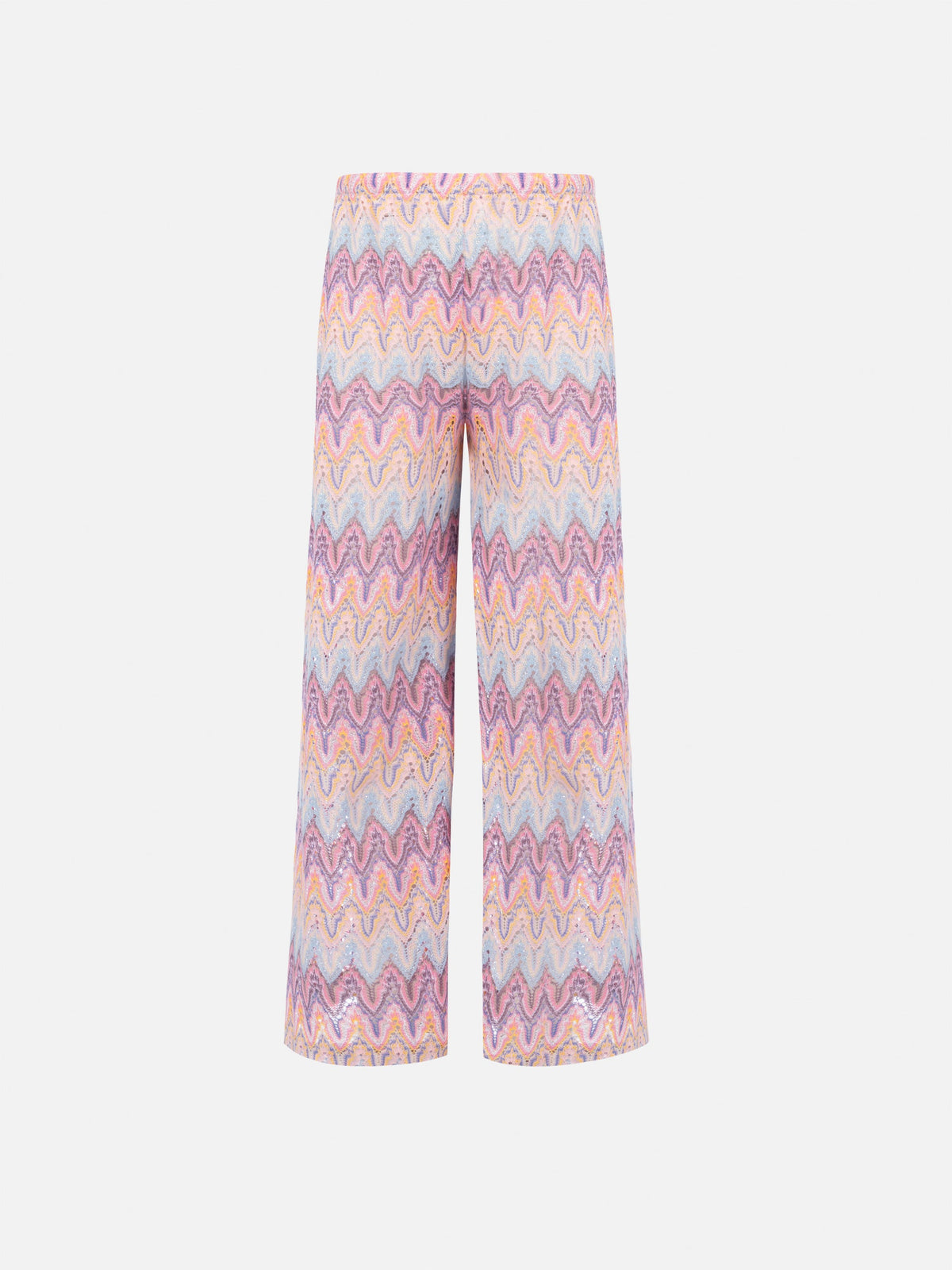 Pantaloni Amalia Jr rosa in raschel a gamba ampia