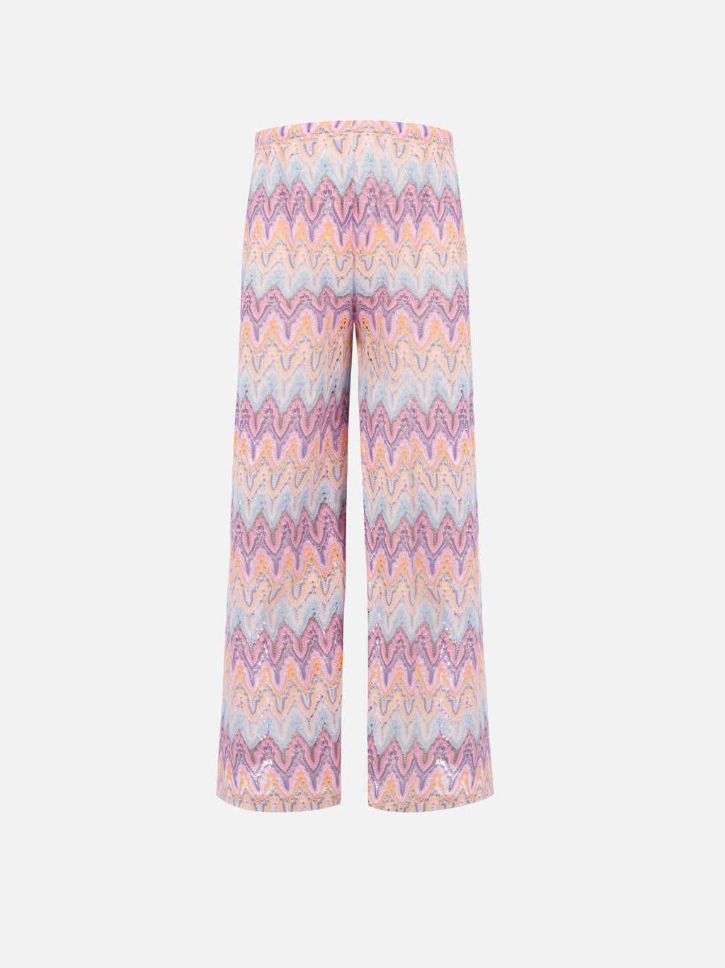 Pantaloni Amalia Jr rosa in raschel a gamba ampia