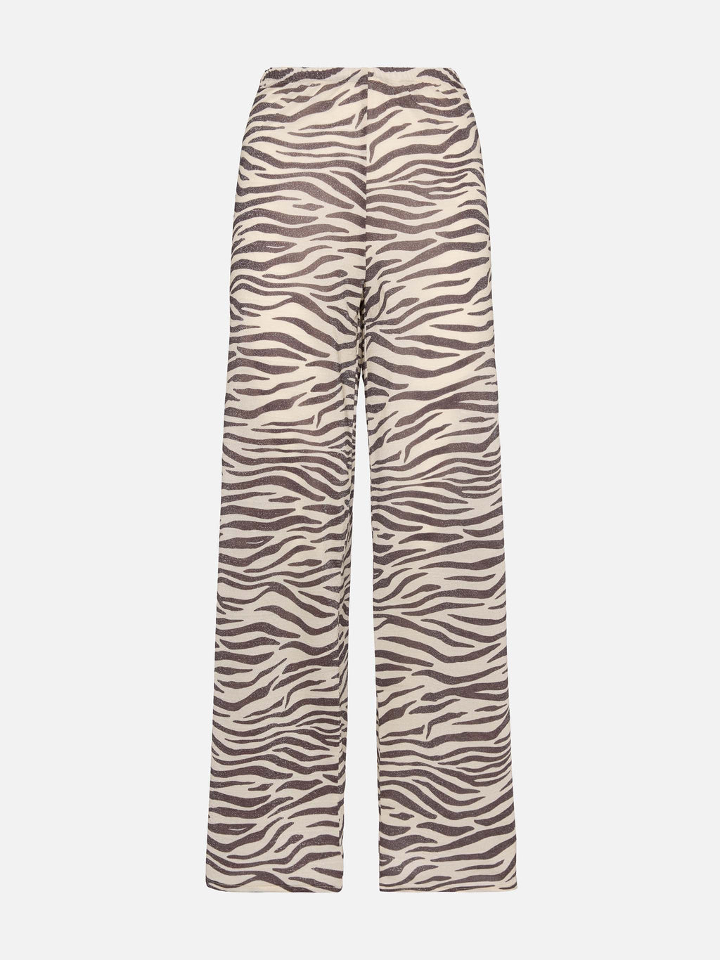 Pantaloni Amalia a gamba ampia in lurex con stampa zebrata