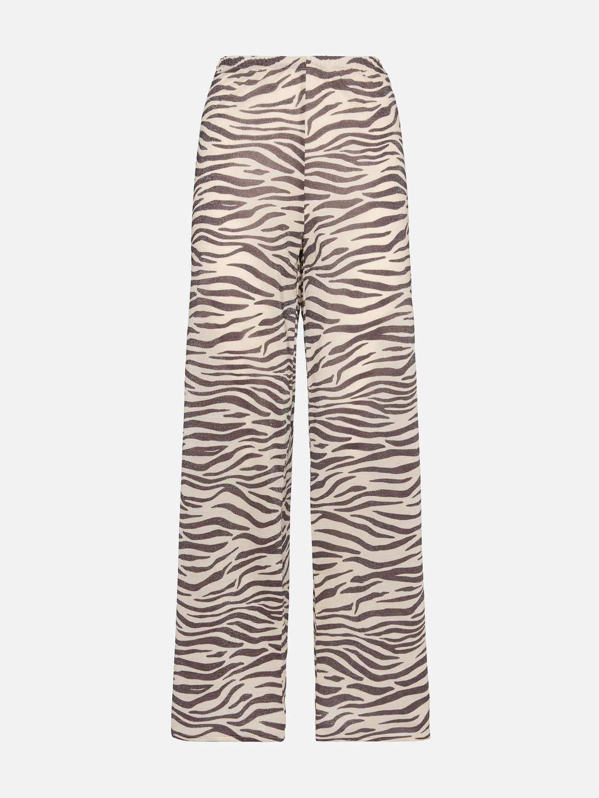 Pantaloni Amalia a gamba ampia in lurex con stampa zebrata