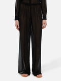 Pantaloni Amalia neri a gamba ampia con strass