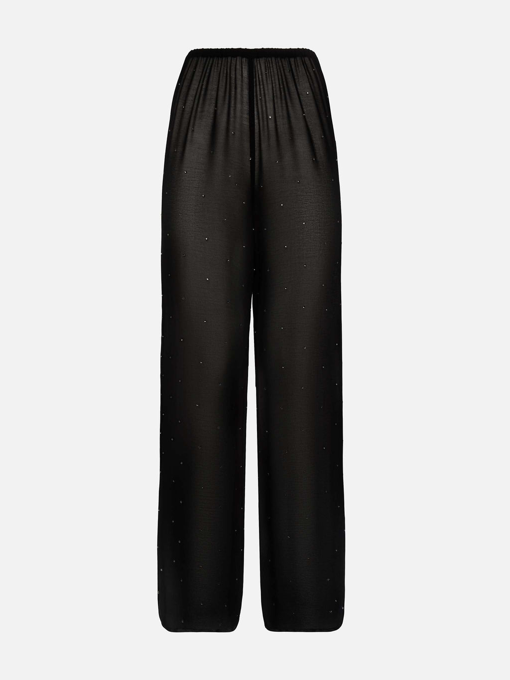 Pantaloni Amalia neri a gamba ampia con strass