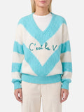 Maglione corto Annecy Soft con scollo a V e righe a costine