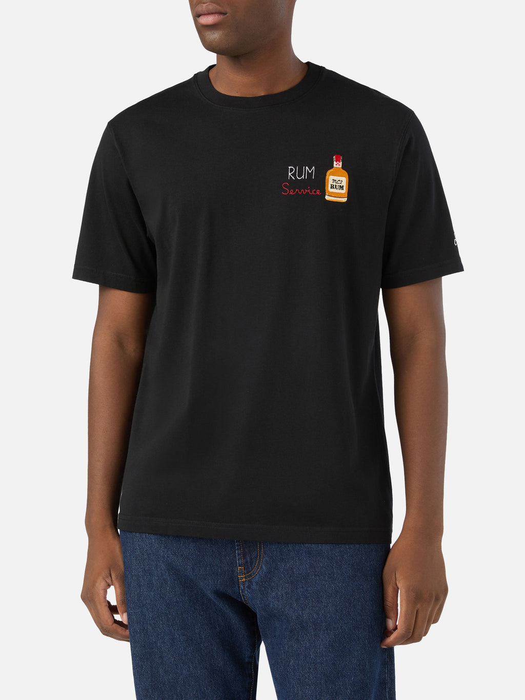 T-shirt Arnott nera in cotone con ricamo Rum Service product image 2
