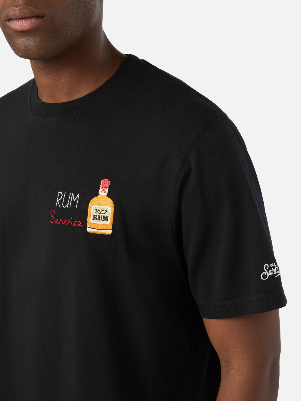 T-shirt Arnott nera in cotone con ricamo Rum Service product image 3