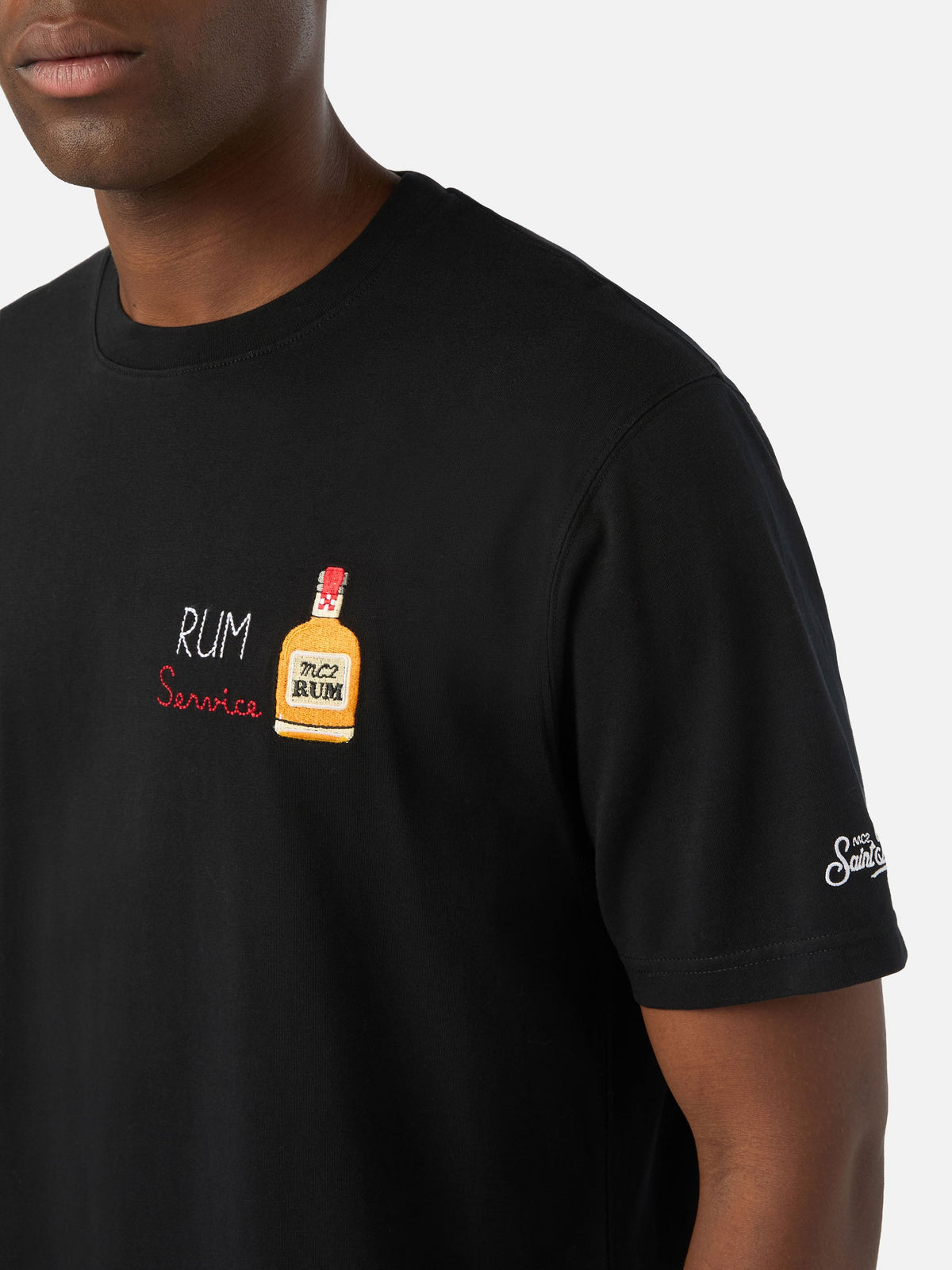T-shirt Arnott nera in cotone con ricamo Rum Service product image 3