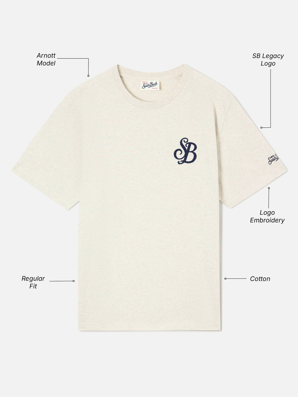 T-shirt Arnott grigia in cotone organico con ricamo product image 7