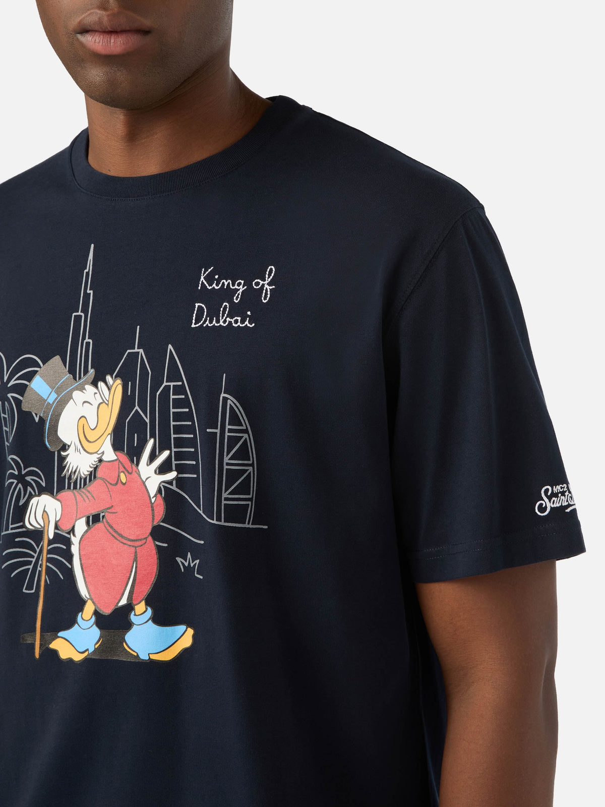 T-shirt Arnott blu navy in cotone organico con ricamo King product image 3