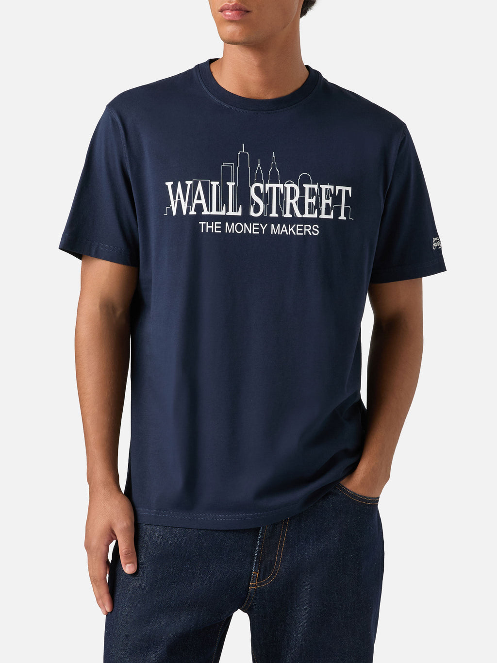 T-shirt Arnott blu navy in cotone con stampa Wall Street product image 1