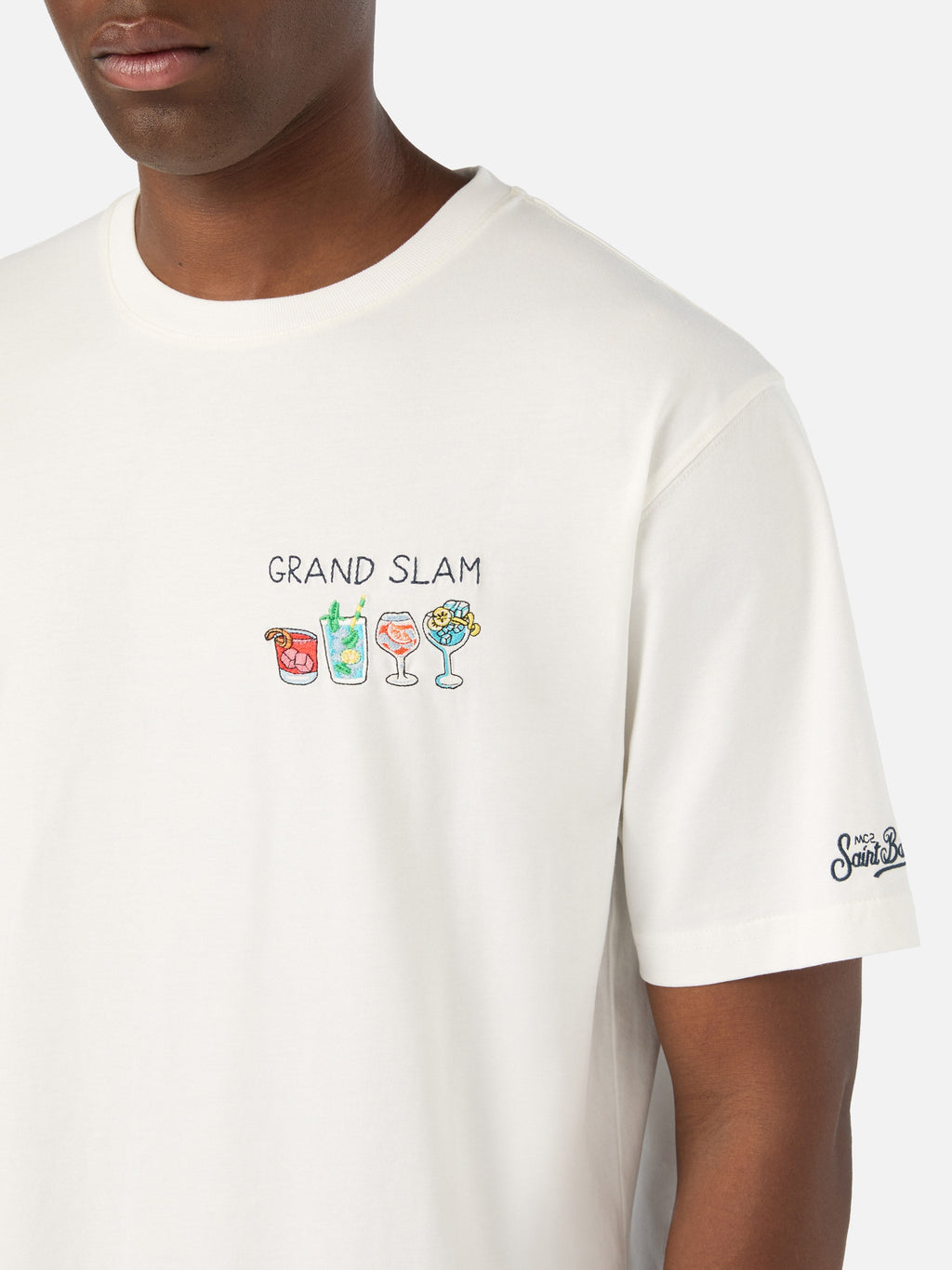 T-shirt Arnott off white in cotone con ricamo Grand Slam product image 3