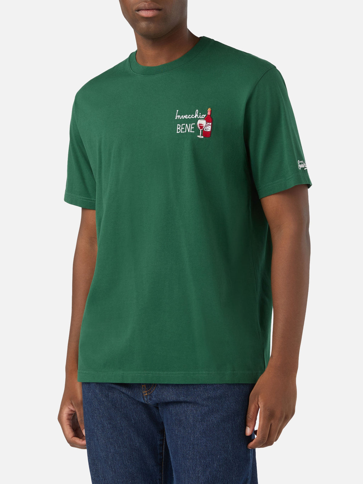 T-shirt Arnott verde in cotone con ricamo Invecchio Bene product image 2
