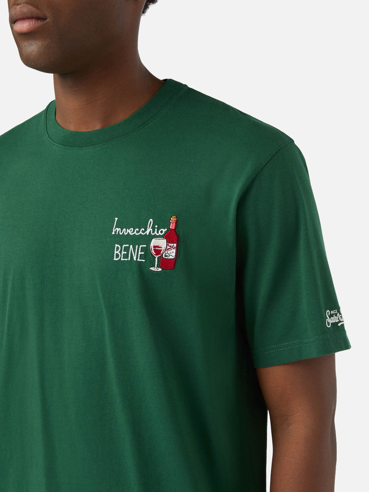 T-shirt Arnott verde in cotone con ricamo Invecchio Bene product image 3