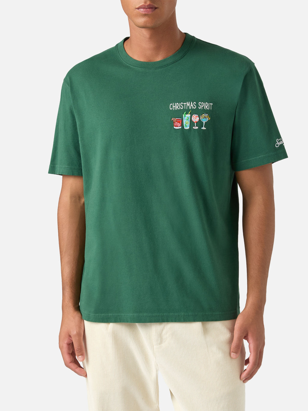 T-shirt Arnott Warm verde in cotone con ricamo Christmas product image 1