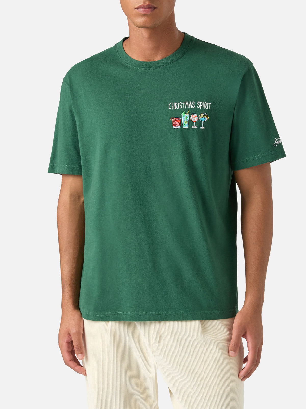 T-shirt Arnott Warm verde in cotone con ricamo Christmas product image 1