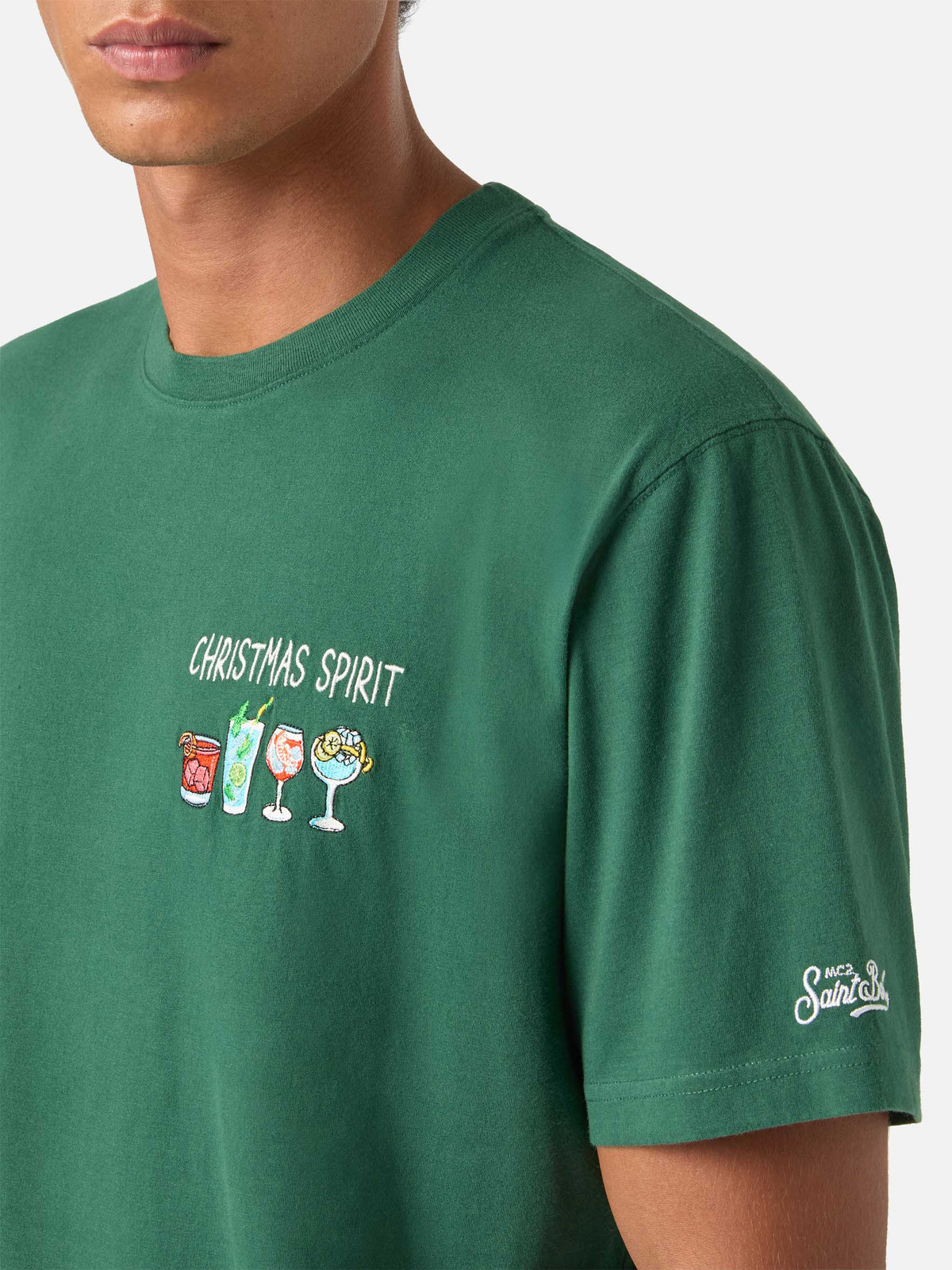 T-shirt Arnott Warm verde in cotone con ricamo Christmas product image 2