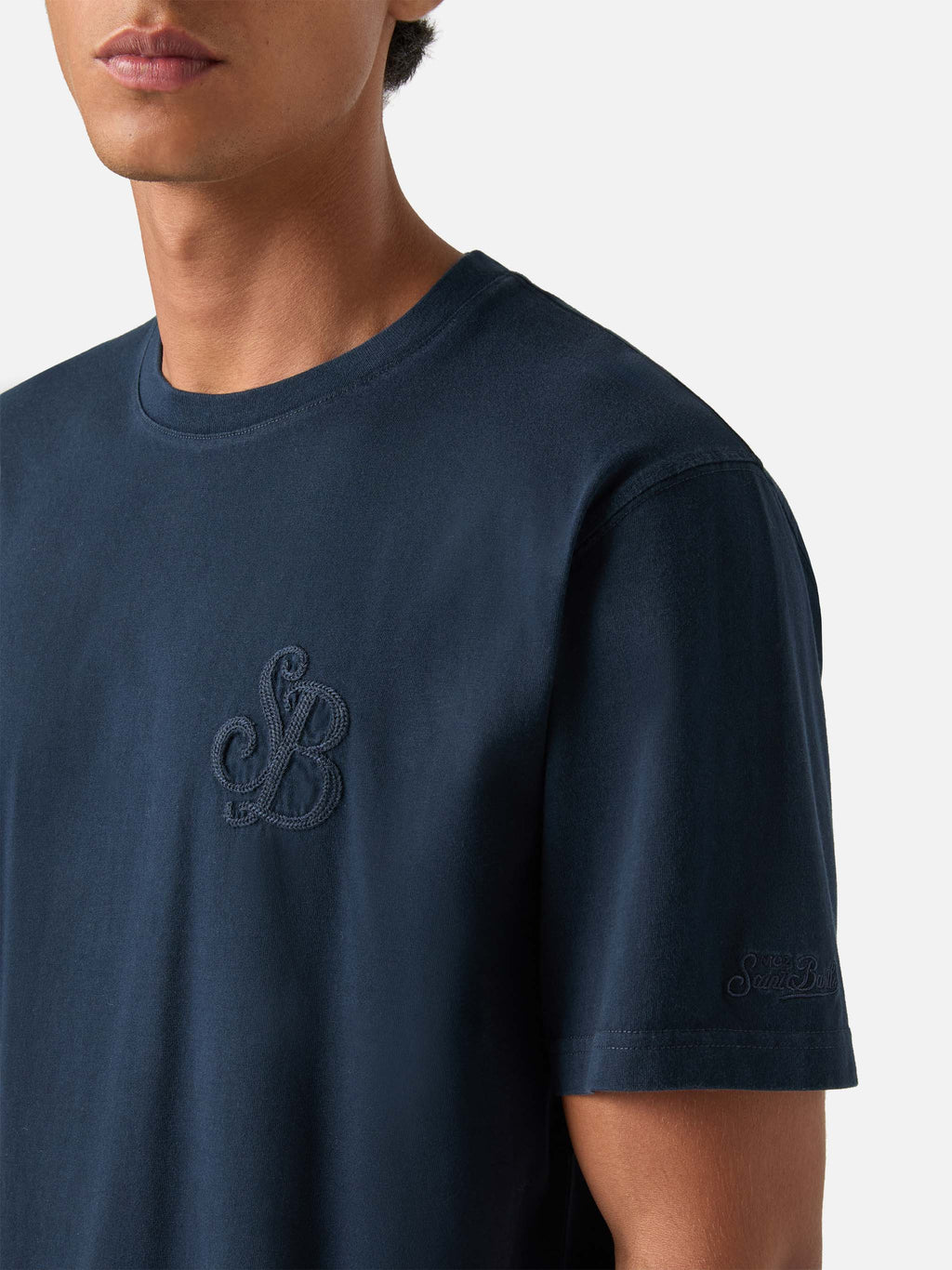 T-shirt Arnott blu navy in cotone con monogramma SB Legacy product image 2