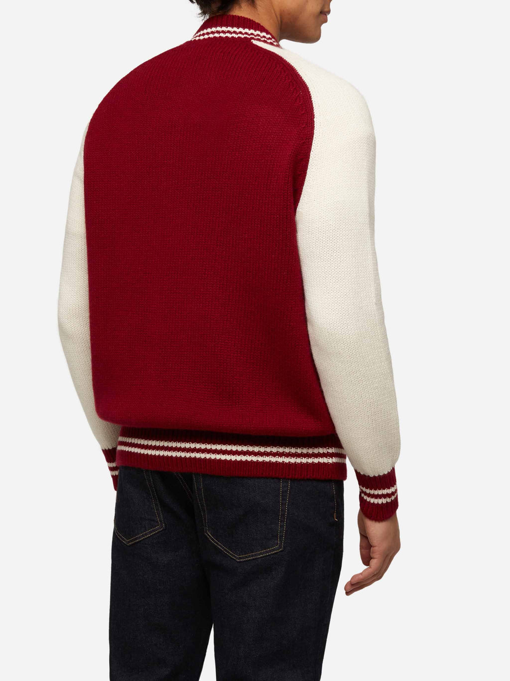 Bomber in maglia Benjamin bordeaux in stile college