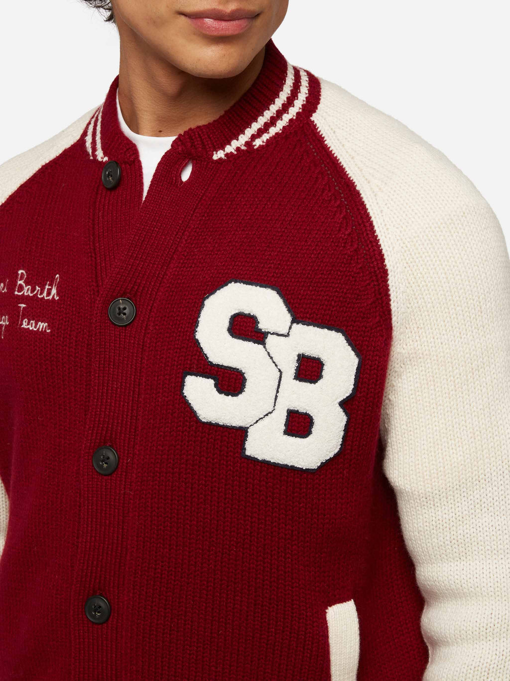 Bomber in maglia Benjamin bordeaux in stile college