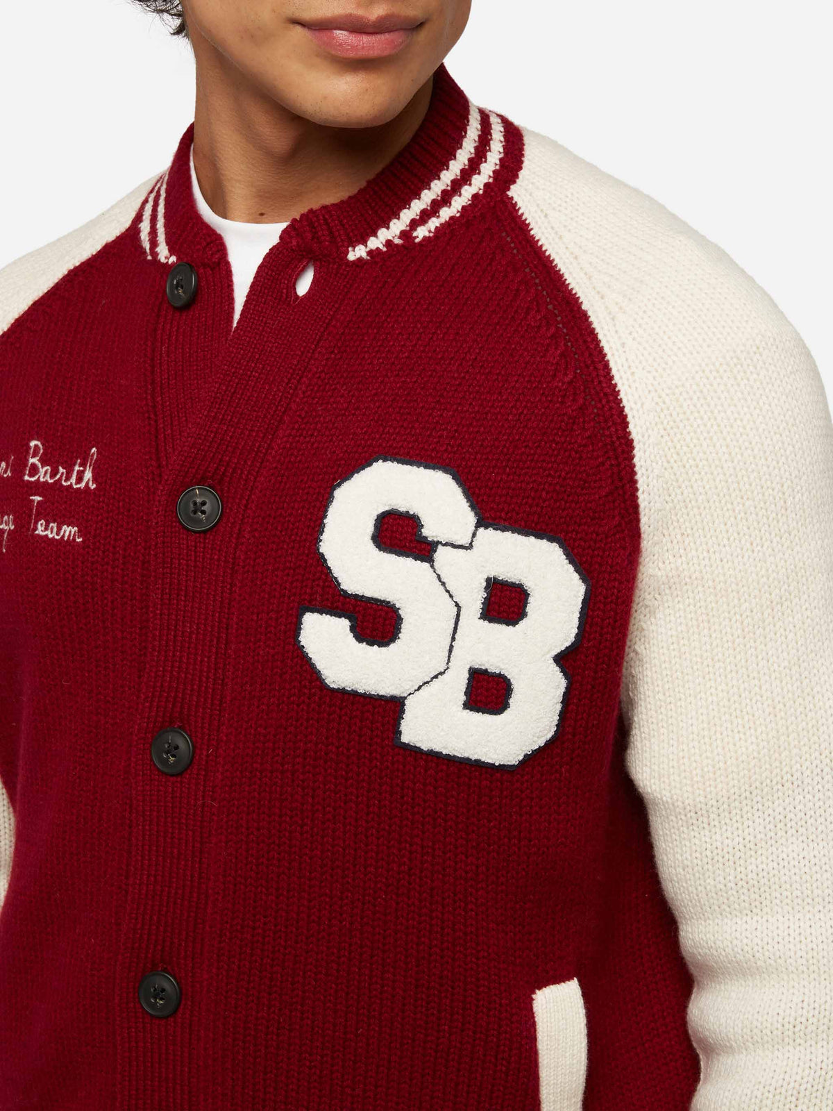 Bomber in maglia Benjamin bordeaux in stile college
