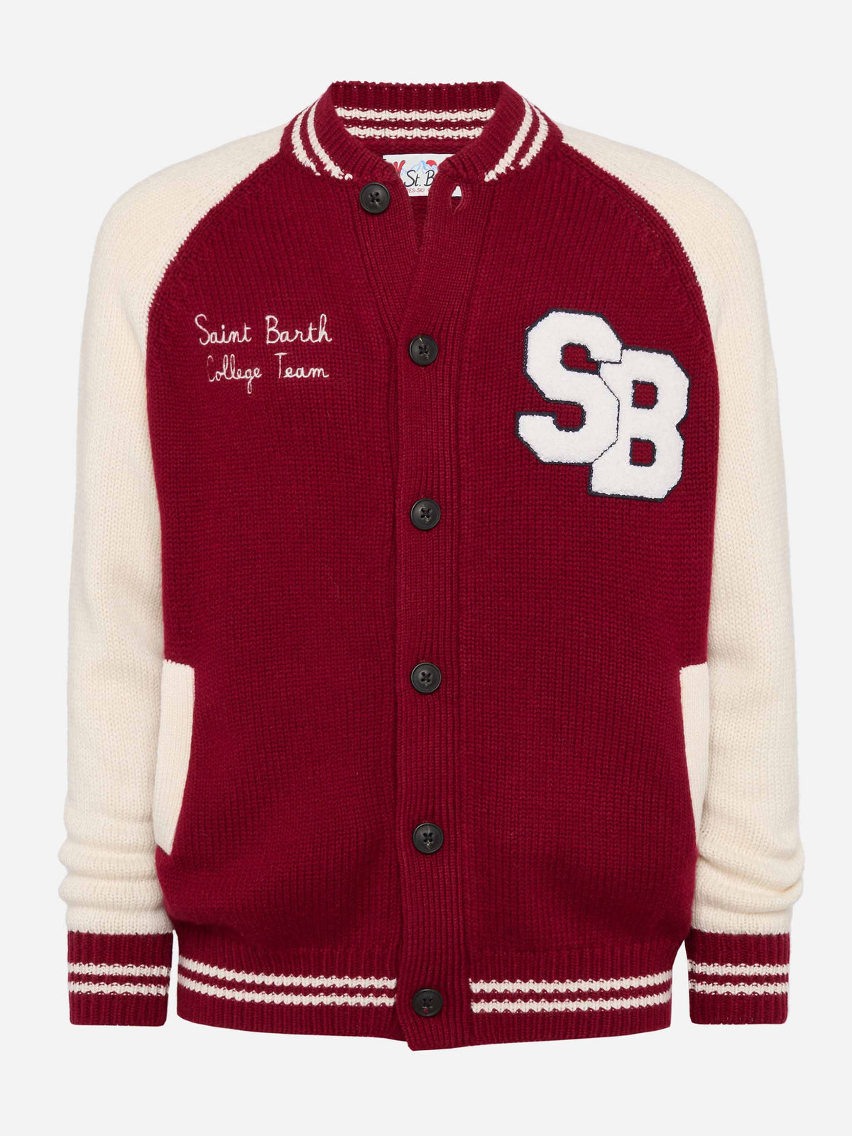 Bomber in maglia Benjamin bordeaux in stile college